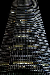 Image showing Skyscraper facade at night