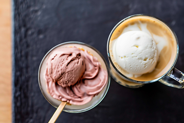 Image showing Icecream In A Little Vase On a Table