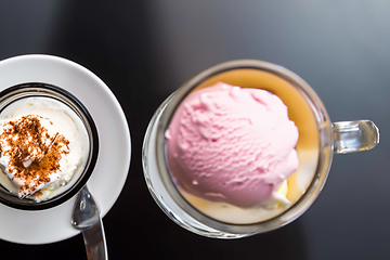 Image showing Icecream In A Little Vase On a Table