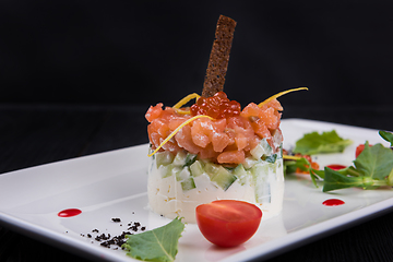 Image showing Fresh salmon tartare