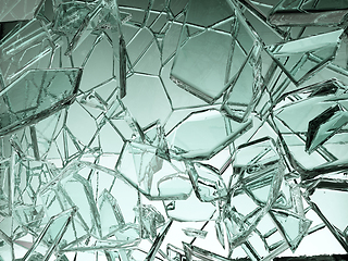 Image showing Pieces of transparent glass broken or cracked 