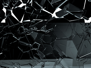 Image showing Pieces of glass broken or cracked on white