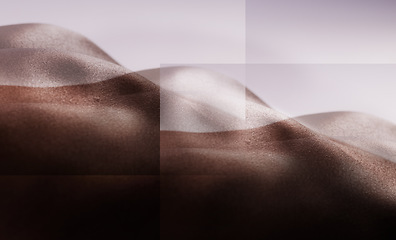 Image showing Skin, texture and silhouette of person on double exposure for skincare, beauty and dermatology. Creative aesthetic, natural glow and body on purple background for wellness, art deco and cosmetics