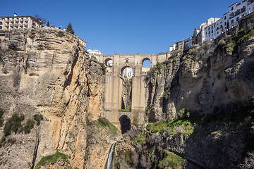 Image showing Panoramic view of Puente Nuevo over the Tagus gorge, Ronda, Spain