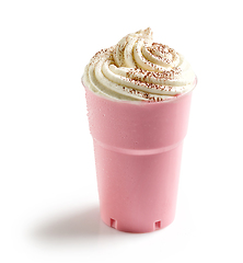 Image showing pink strawberry milkshake