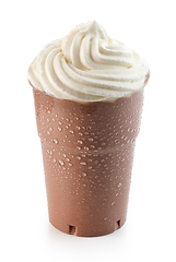 Image showing  chocolate milkshake in plastic take away cup