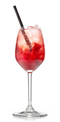 Image showing glass of strawberry spritz cocktail