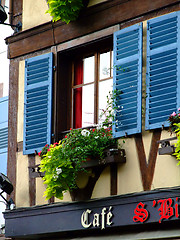 Image showing Window over  french cafe in Alsace 