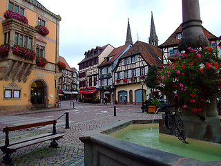 Image showing central place of Obernai town - Alsace 