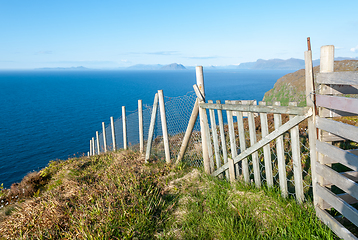 Image showing fenced on mountains by the sea