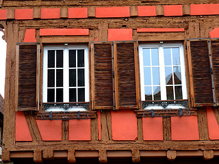 Image showing Windows of typical half timbered house in Alsace 