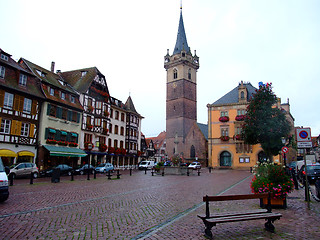 Image showing central place of Obernai city - Alsace 