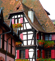 Image showing Traditional half-timbered architecture in Alsace 