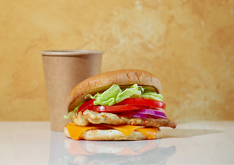 Image showing burger and coffee cup