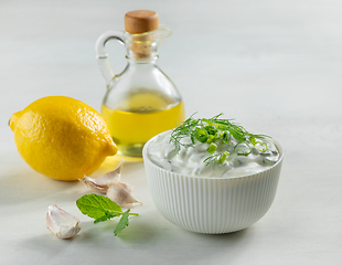 Image showing bowl of sour cream or greek yogurt