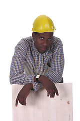 Image showing Young african american carpenter