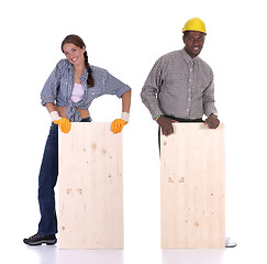 Image showing carpenter and woman carpenter