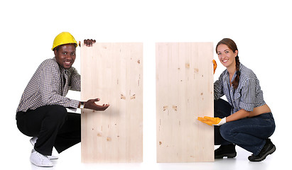 Image showing carpenter and woman carpenter