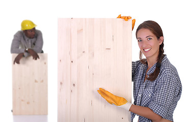 Image showing carpenter and woman carpenter