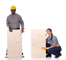 Image showing carpenter and woman carpenter