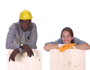 Image showing carpenter and woman carpenter