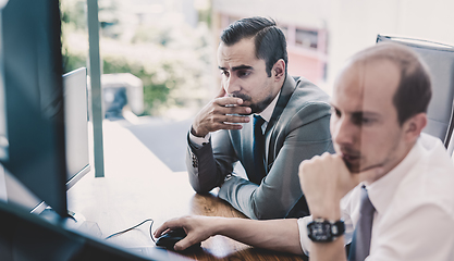 Image showing Business team analyzing data at business meeting.