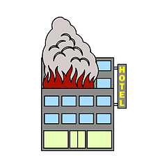 Image showing Hotel Building In Fire Icon