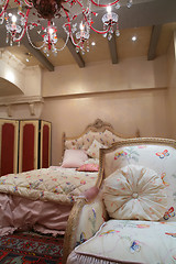 Image showing classic retro interior of the bedroom
