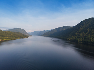 Image showing Aerial view on Teletskoye lake in Altai mountains