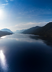 Image showing Aerial view on Teletskoye lake in Altai mountains