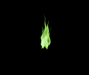 Image showing Green flame, heat and light on black background with texture, pattern and burning energy. Fire line, fuel and gas isolated on dark wallpaper design, explosion at bonfire, thermal power or inferno.