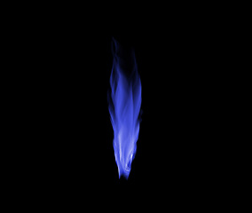 Image showing Blue flame, heat and light on black background with texture, pattern and burning energy. Fire, fuel or flare isolated on dark wallpaper design, chemical explosion or bonfire, thermal power or inferno