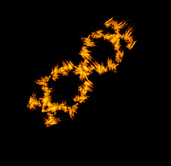 Image showing Fire ring, burn and smoke with orange flame on black background, inferno and power with mockup space. Heat, ignite and sparks in a studio, energy and natural element with flammable circle and glow