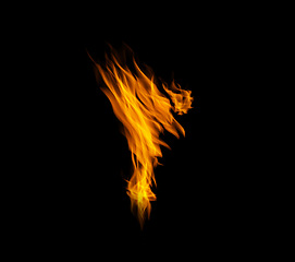 Image showing Flame, heat or light on black background with color texture and pattern of burning energy. Fire line, fuel or flare isolated on dark mockup design or explosion at bonfire, thermal power or inferno