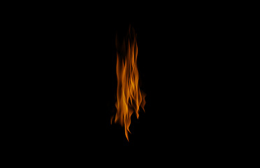 Image showing Orange flame, heat and energy on black background with texture, pattern and burning light. Fire line, fuel and flare isolated on dark wallpaper design explosion at bonfire, thermal power or inferno.