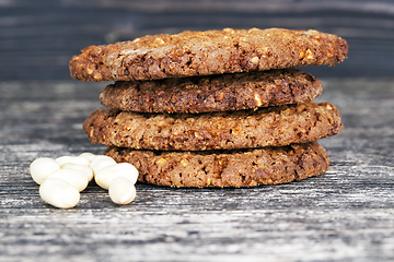 Image showing A stack of oatmeal cookies