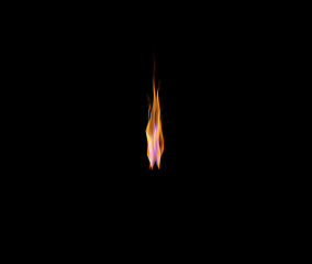 Image showing Flame, heat and light on black background with color, texture and mockup pattern of burning energy. Fire, fuel and flare isolated on dark wallpaper design, explosion of bonfire or thermal power space