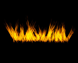 Image showing Flame, heat and sparks on black background with texture, pattern and orange burning energy. Fire line, fuel and flare isolated on dark wallpaper design, explosion at bonfire, thermal power or inferno