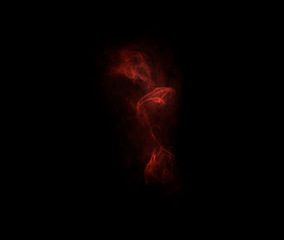 Image showing Red flame, black background and smoke, fire and incense with mockup space and art. Creative abstract, light and mist with special effect, burning and dark in a studio, glow and texture with vapor