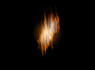 Image showing Orange flame, heat and isolated on black background with texture, pattern and burning energy. Fire line, fuel and light flare on dark wallpaper design, explosion at bonfire, thermal power or inferno.