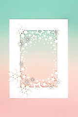 Image showing Fantasy Christmas Magical Snow and Star Background Border 