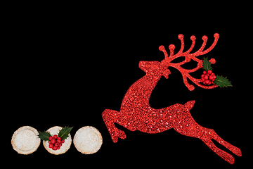 Image showing Christmas Reindeer Decoration and Mince Pie Snacks  