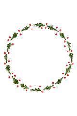 Image showing Fir and Holly Red Berry Christmas Winter Wreath