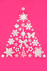 Image showing Christmas Tree Abstract Design with White Bauble Decorations