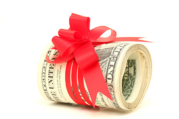 Image showing rolled dollars gift