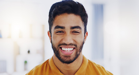 Image showing Business man, worker and face with happy smile and confidence feeling proud from work. Portrait, young employee and male person confident about professional job and web consulting success with pride