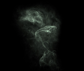 Image showing Grey smoke, studio and aura cloud with gloomy fog, gas and creative art with black background and magic effect. Steam, mystical swirl and colourful mist and graphic with air and abstract creativity