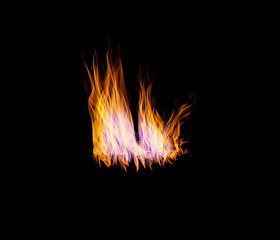 Image showing Flame, heat and light on black wallpaper with texture, pattern and burning energy. Fire, fuel and color flare isolated on dark background design, orange explosion of thermal power and inferno glow.