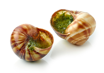 Image showing escargot snail stuffed with garlic and parsley butter