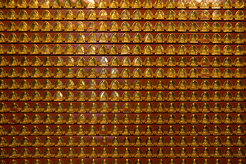 Image showing Wall of Buddha images